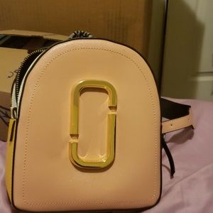 Double-zip leather color block mini backpack